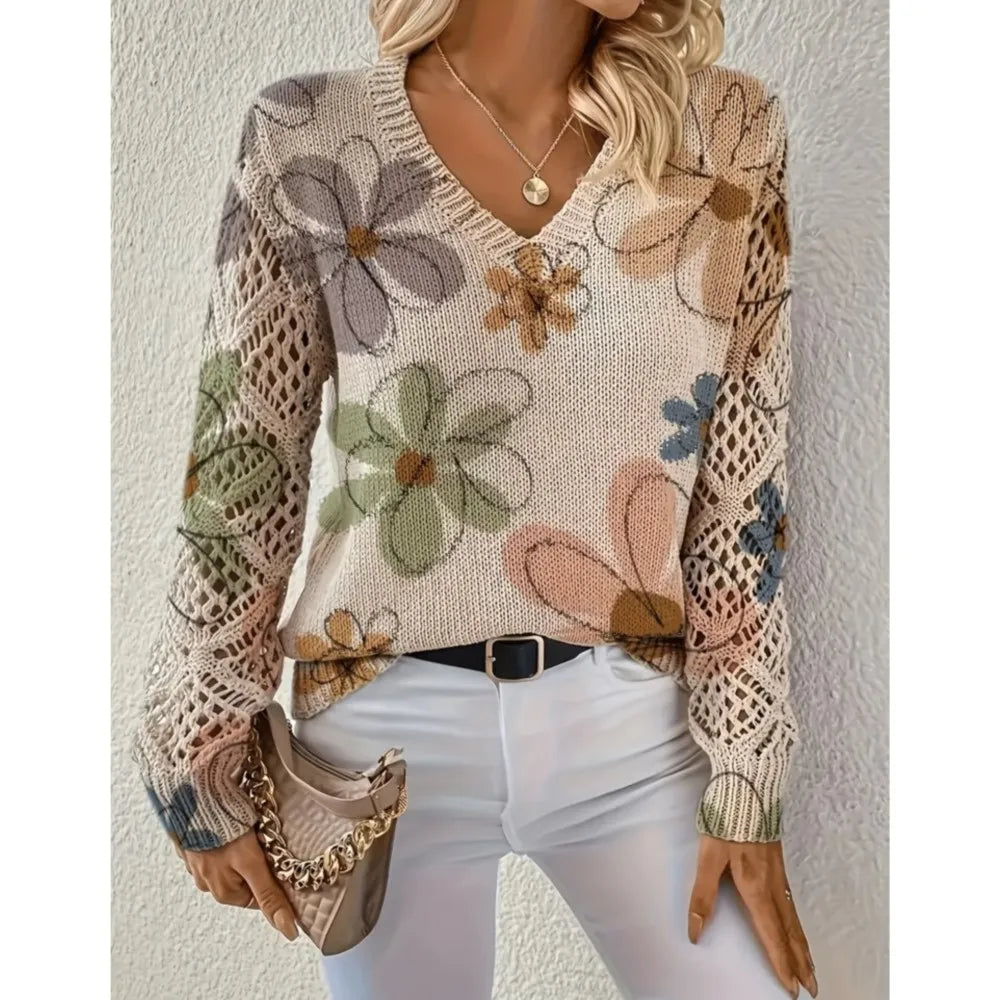 Bohemian Floral Print Sweater
